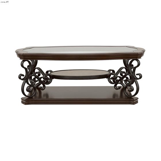 Laney Merlot Glass Top Rectangular Coffee Table 702448 By Coaster