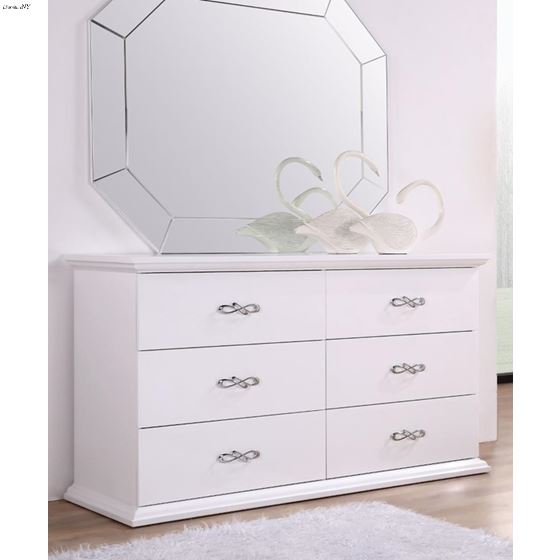 Glam White 6 Drawer Dresser