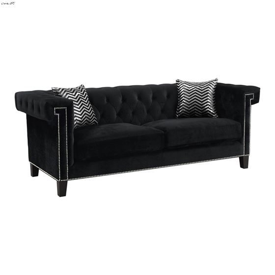 Reventlow Black Velvet Tufted Sofa 505817 By Coaster