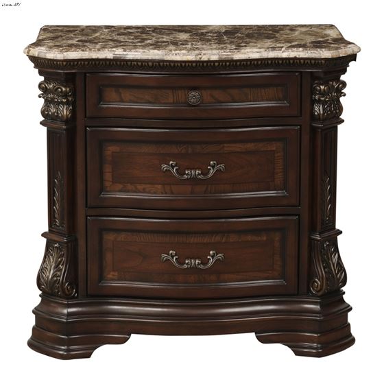 Antoinetta Cherry Marble Top 3 Drawer Night Stand 1919-4 By Homelegance