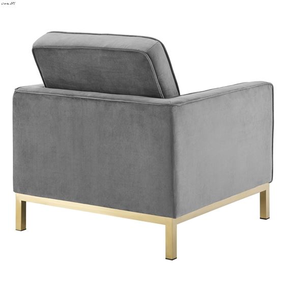 Loft Modern Grey Velvet and Gold Legs Tufted Chair EEI-3393-GLD-GRY by Modway 3
