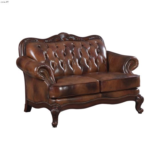 Victoria Tufted Back Loveseat Tri-Tone Warm Brown Leather 500682 By Coaster