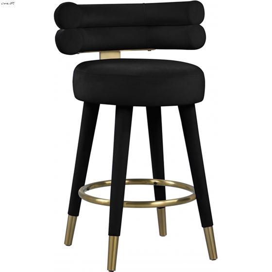 Fitzroy Black Velvet Counter Stool - Set of 2 By Meridian Furniture