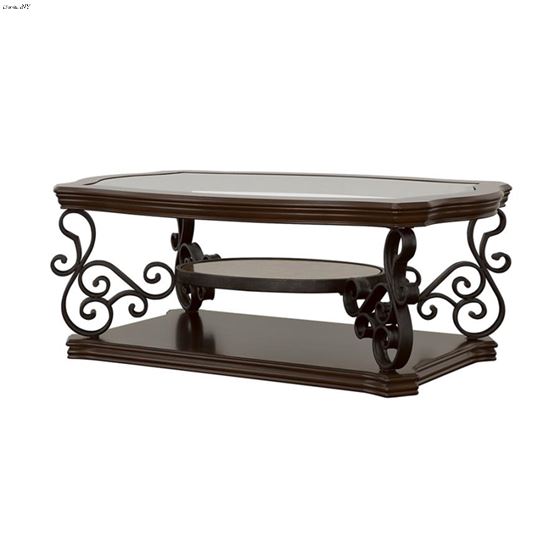 Laney Merlot Glass Top Rectangular Coffee Table-3