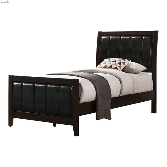Carlton Twin Cappuccino Upholstered Bed 202091T By Coaster