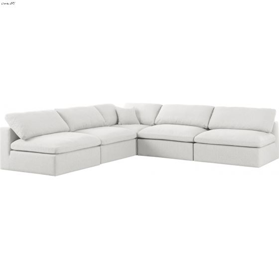 Serene 5pc B Cream Linen Deluxe Cloud Modular Reversible Sectional By Meridian Furniture