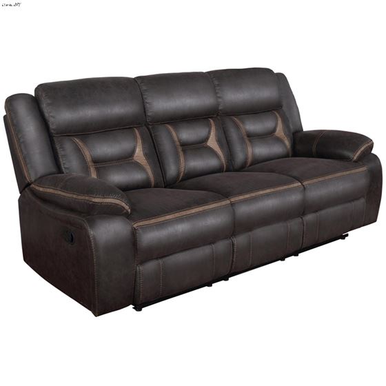 Greer Brown Leatherette Reclining Sofa 651354 By Coaster