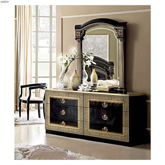 Aida Black with Gold Bedroom Double Dresser