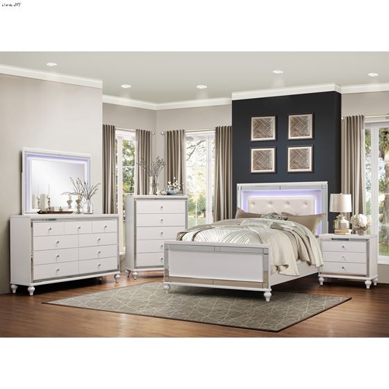 Alonza White Finish Bedroom Collection with LED 18