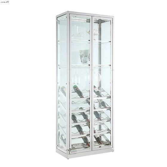 Modern 6655 2-Door Glass Curio Wine Bar Cabinet