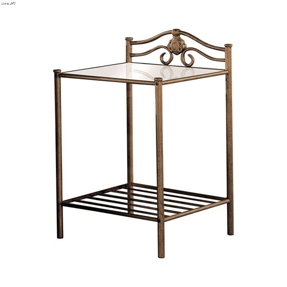 Sydney Antique Brushed Gold 2 Shelf Nightstand 300172 by Coaster