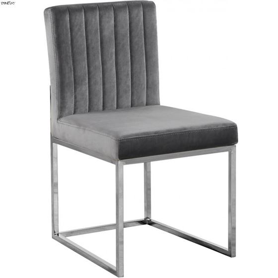 Giselle Grey Upholstered Velvet Dining Chair - C-3