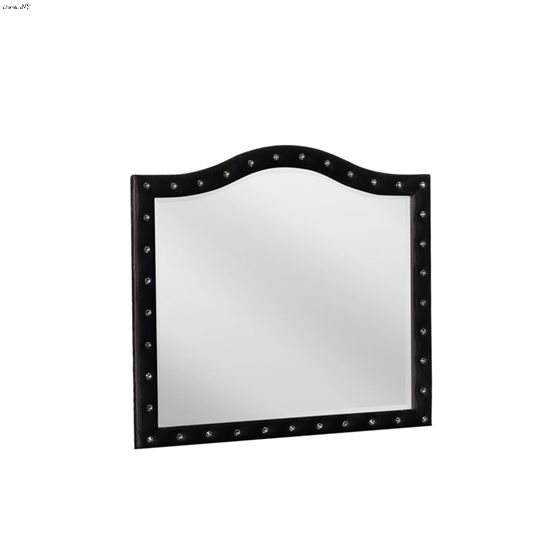 Deanna Black Velvet Button Tufted Mirror 206104 By Coaster