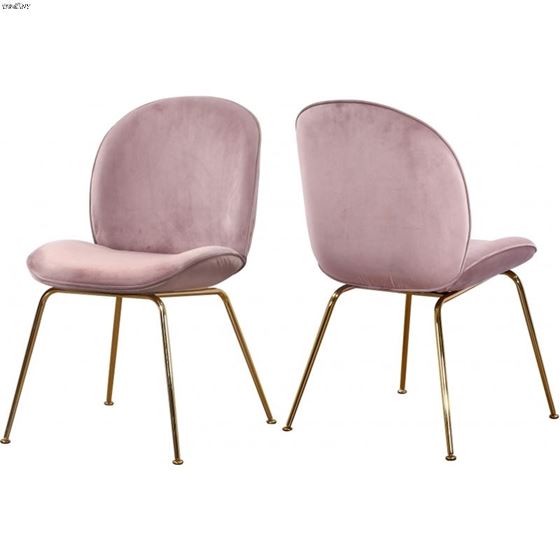 Paris Pink Upholstered Velvet Dining Chair - Gold