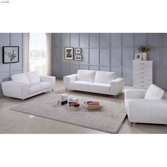 Julie Modern White Leather Loveseat set