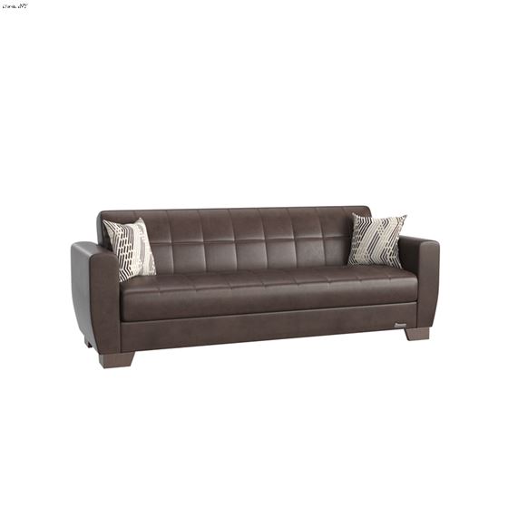 Barato Brown Leatherette Convertible Sofa Bed with Storage By Ottomanson