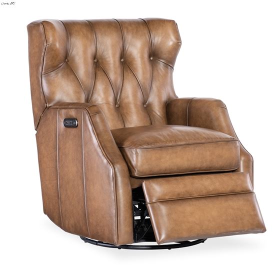 Henderson Nature Leather Power Swivel Glider Recliner RC806-PSWGL-078 By Hooker Furniture