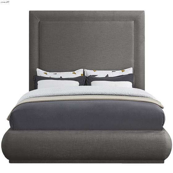 Brooke Grey Linen Textured Fabric Bed-3