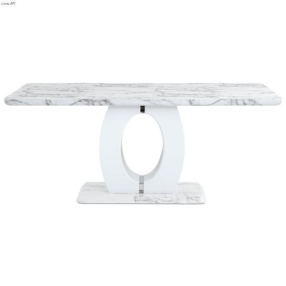Modern 71 inch White and Grey Faux Marble Dining T
