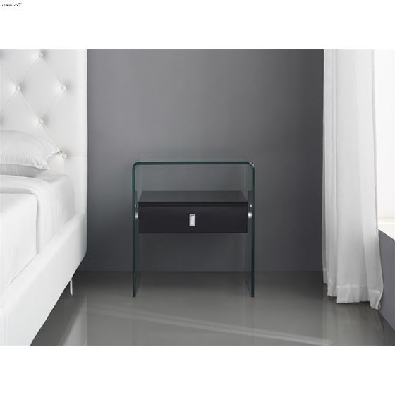 Bari Black Lacquer Nightstand / End Table - 3