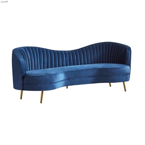 Sophia Blue Velvet and Gold Camel Back Sofa 506861 By Coaster
