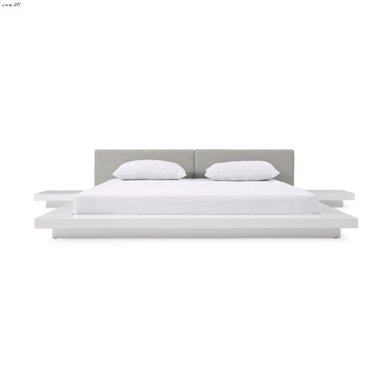 Modrest Opal Queen Modern White and Grey Bed