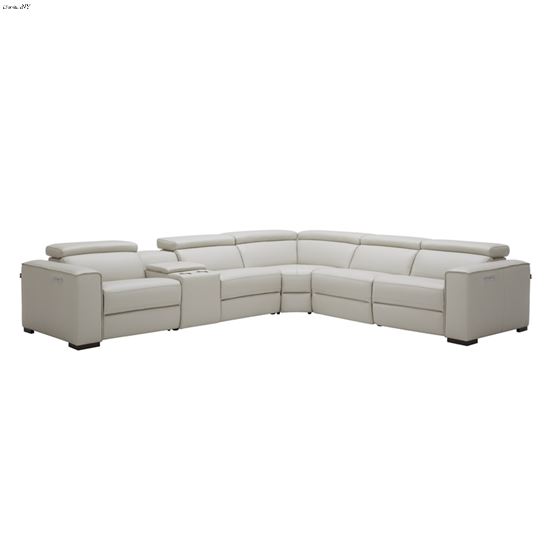 JM Picasso Silver Leather Reclining Sectional 3