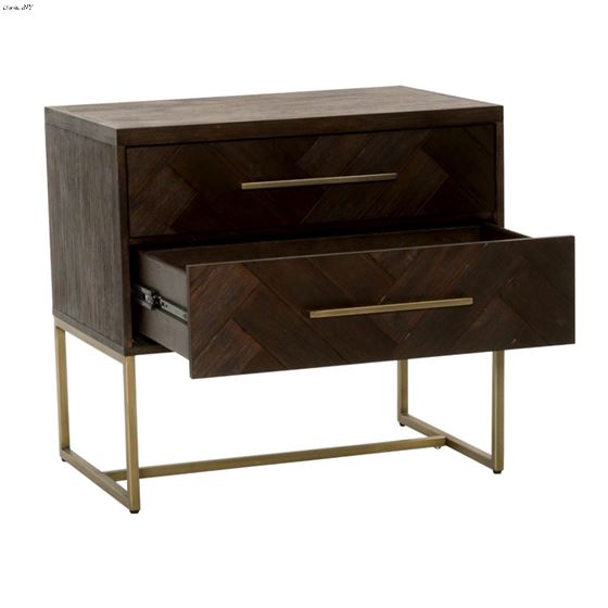 Mosaic 2 Drawer Night Stand in Rustic Java Open