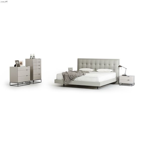Hera Modern Grey Leatherette Bed- 2