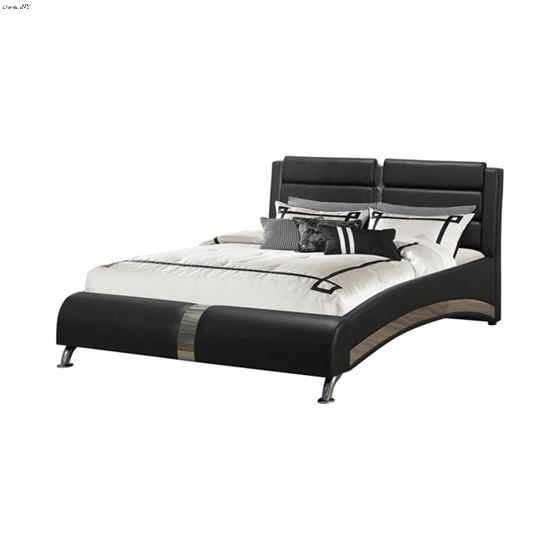 Jeremaine Modern Black Leatherette King Upholstered Bed 300350KE By Coaster