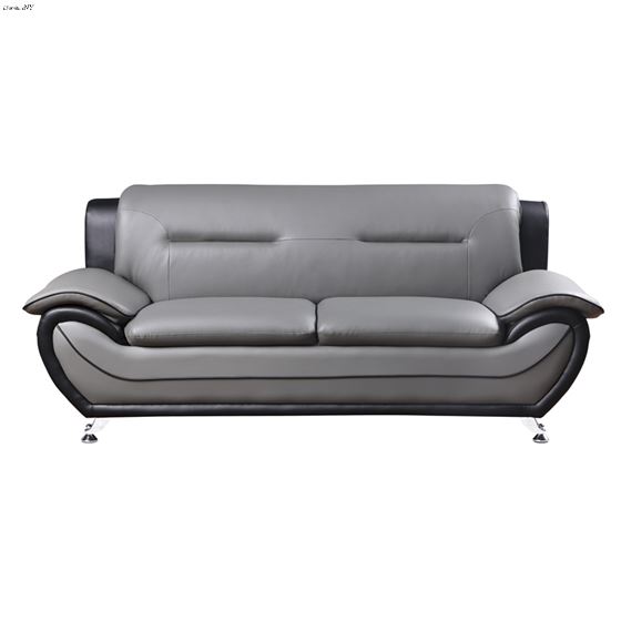 Matteo Modern Grey and Black Leatherette Sofa 9419 By Homelegance