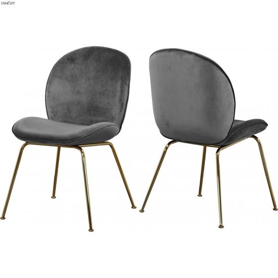 Paris Grey Upholstered Velvet Dining Chair - Gold