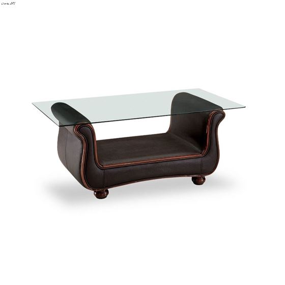 262 Classic Brown Italian Leather Coffee Table 262 By ESF Furniture