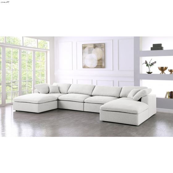 Meridian furniture serene linen deals fabric deluxe cloud modular sofa