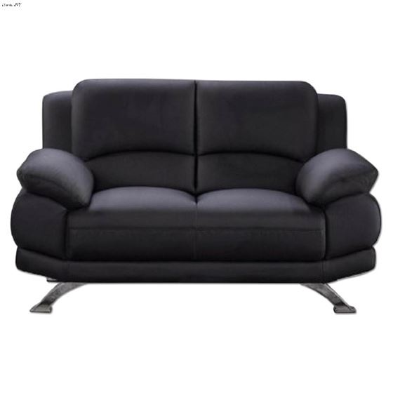 Modern 117 Black Leather Loveseat By BH Designs