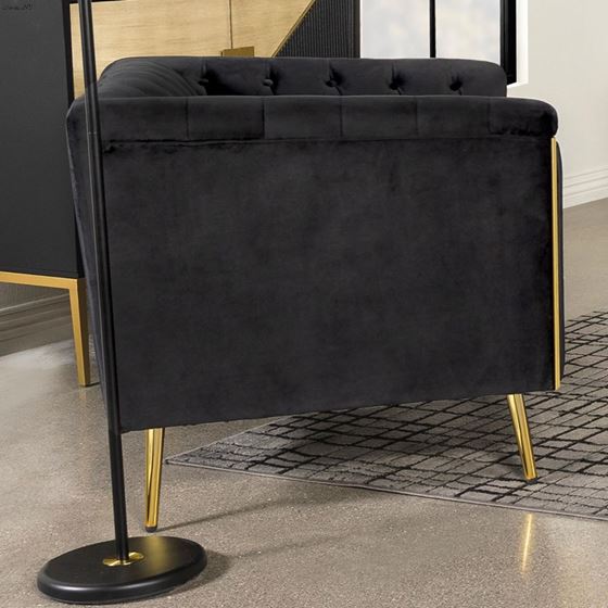 Holly Black and Gold Tufted Chair 508443-3