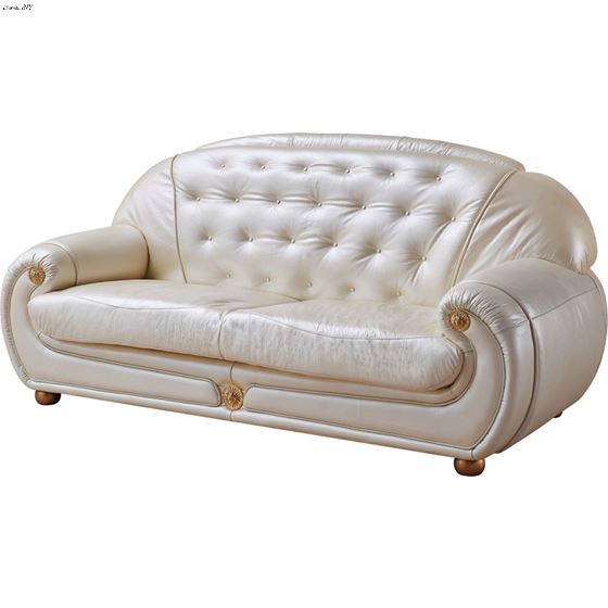 Giza Tufted Ivory Leather Sofa By ESF Furniture