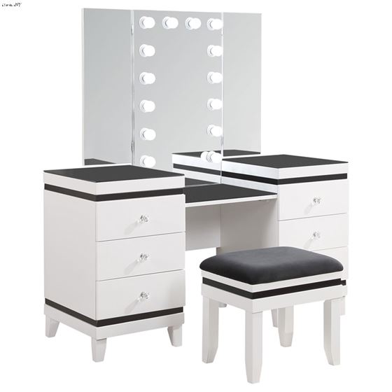 Talei Black and White 6 Drawer Vanity Set 930244 By Coaster