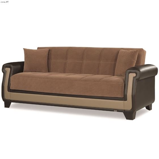Proline Brown Microfiber Fabric Sofa by CasaMode