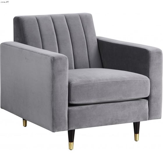 Lola Grey Velvet Tufted Chair Lola_Chair_Grey by Meridian Furniture