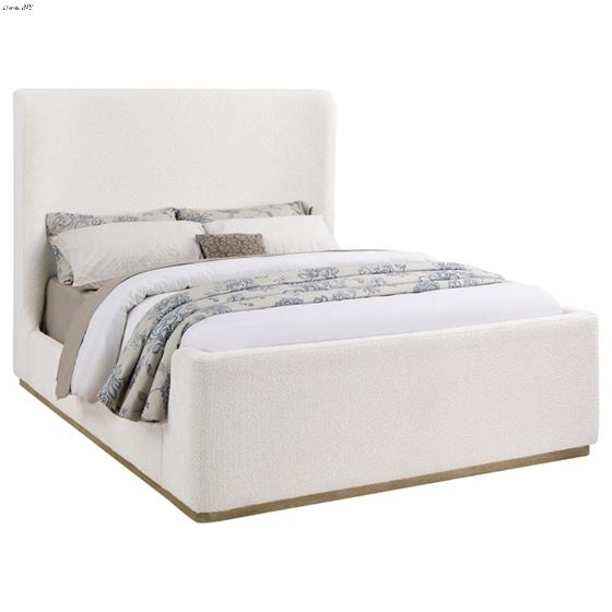 Nala Cream Boucle Wingback Platform Sleigh Bed 302046 By Coaster