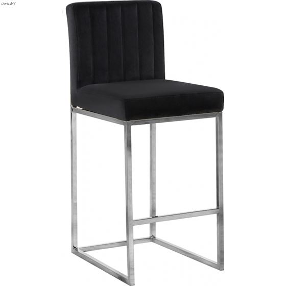 Giselle Black Velvet Counter Stool - Chrome - 3