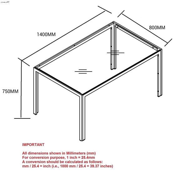 Contra Black Dining Table dimensions