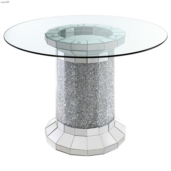 Ellie Round Glass Mirrored Counter Height Dining Table 115558 By Coaster