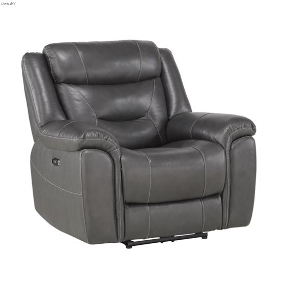 Kennett Dark Gray Leather Power Reclining Chair 9528DGY-1PWH By Homelegance