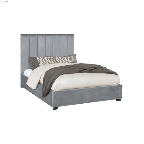 Arles Grey velvet King Vertical Channeled Tufted Bed 306070KE By Coaster