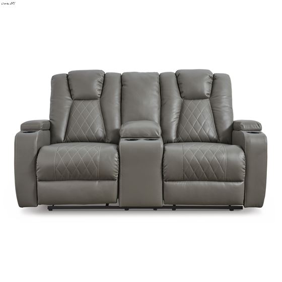 Mancin Gray Reclining Loveseat with Console 297-3