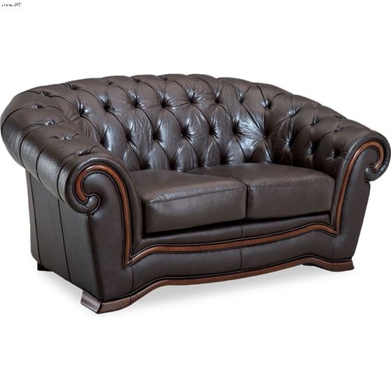 262 Classic Brown Italian Leather Love Seat 262 By ESF Furniture