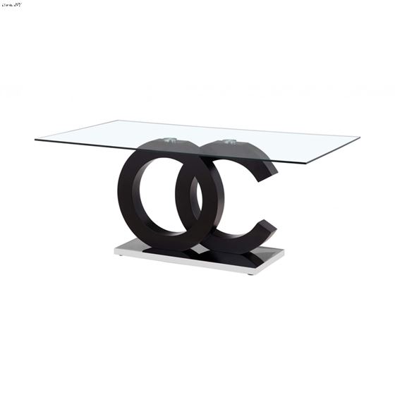 Modern 71 inch Black Base Glass Top Dining Table D2207DT By Global Furniture USA