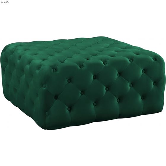 Ariel Green Velvet Upholstered Tufted Ottoman/Benc